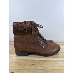 Marc Fisher Andreya Brown Leather Ankle Boots Womens Size 8M Lace Up Zip